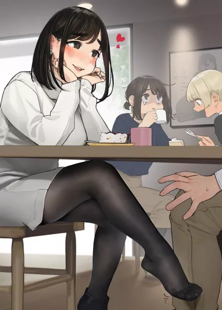 Teasing you with her foot under table [By: Yomu] by [deleted]