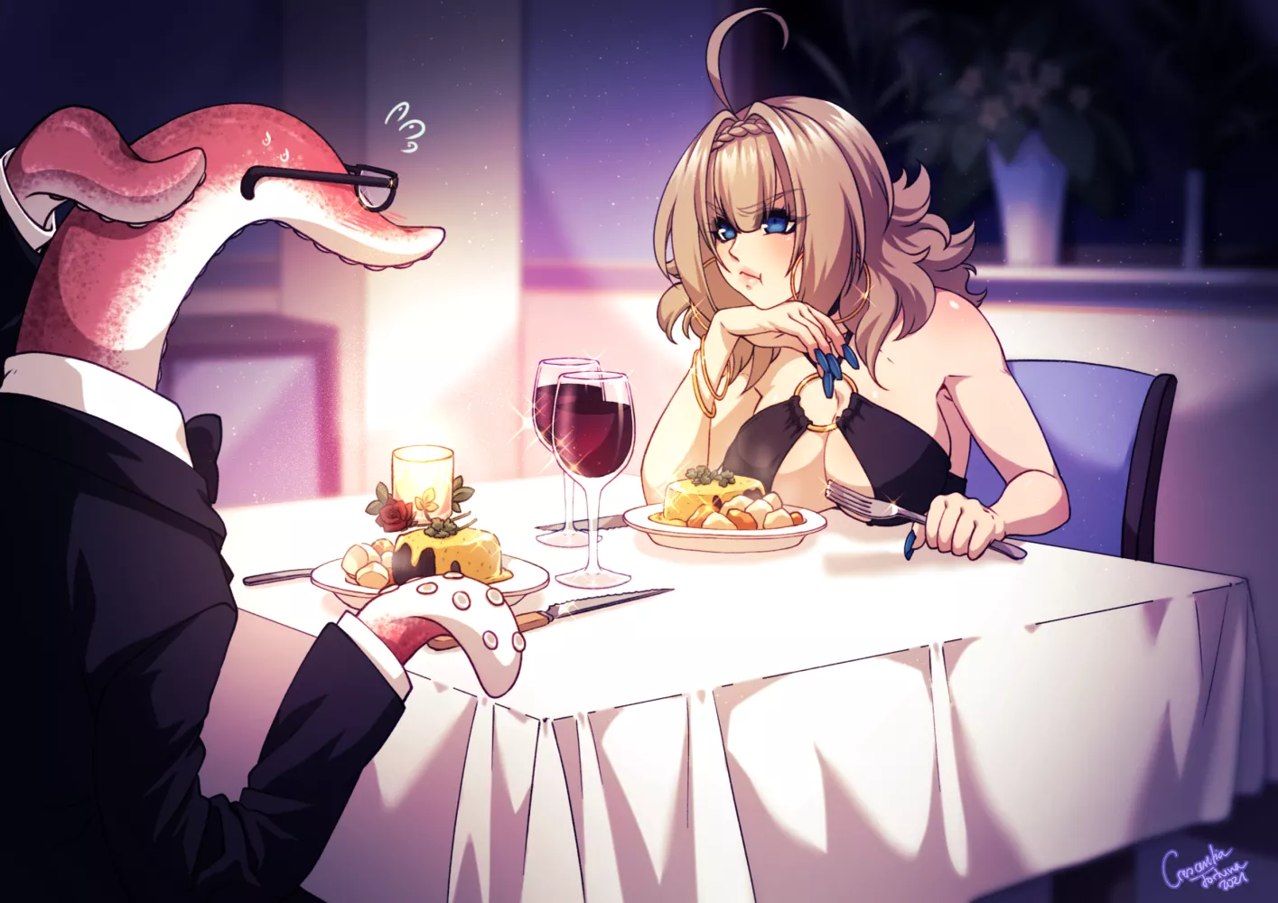 Tentacle Date Night by Nayuru (female) posted by Vxwolf1