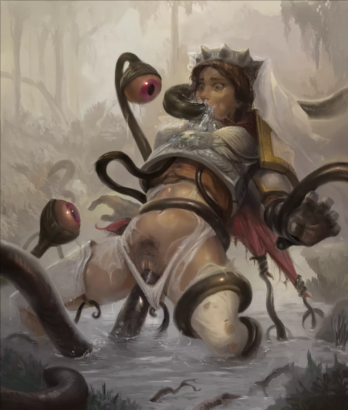 Tentacle Monster vs Knight by isatan posted by queenaureola