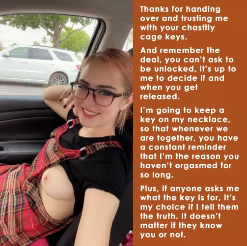 Thanks for handing over and trusting me with your chastity cage keys... by chant9