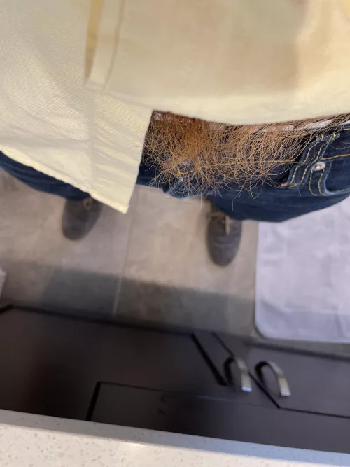 That moment my bush spills out over my underwear band cuz my red wiry pubic hairs are too long by cinderxz