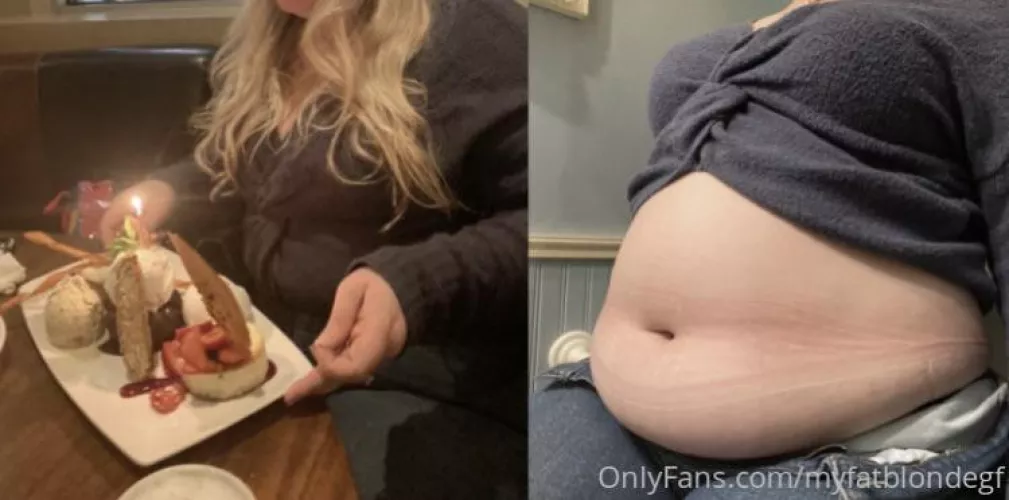 That moment when she orders the multi-person cake sampler as her own personal dessert 🐽 by myfatblondegf