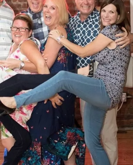 The busty woman on the right is thinner and more muscular than her lady friends, and also has much bigger boobs than both of them combined! by Mindy6873