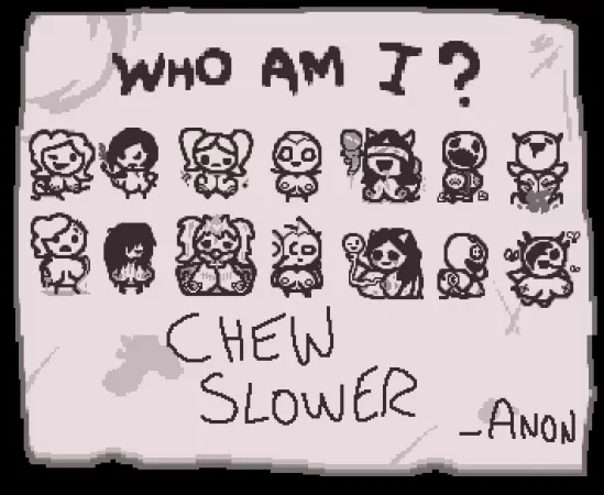 The Character Select screen if Isaac were a Coomer by SSAnonAlsoChewSlower