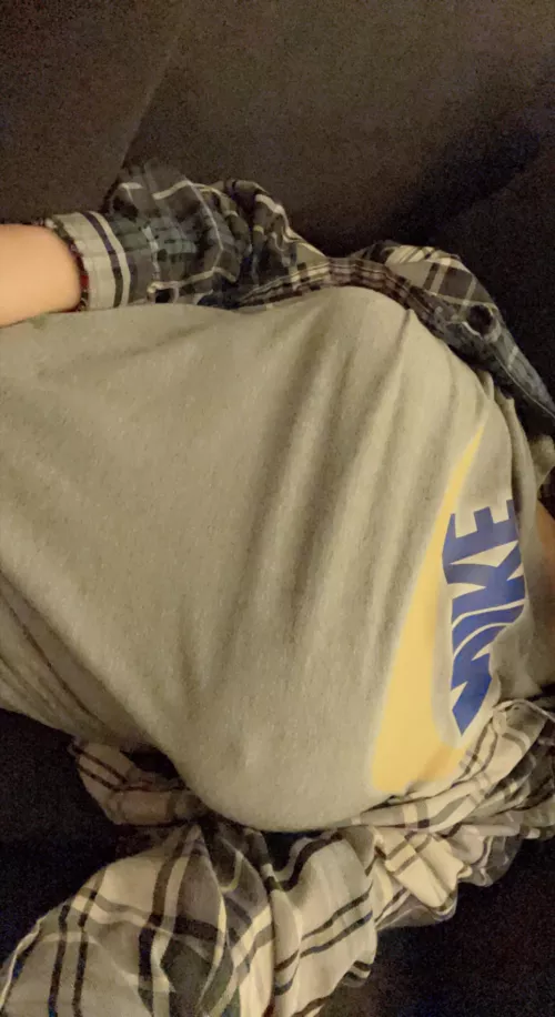 The cold always makes my shirt tighten. Hehe 😏 by phroggy-rose