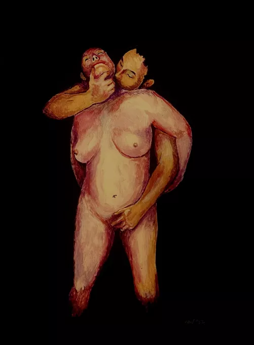 “The Kiss” - Acrylic on panel by me by SnuffyKilroy