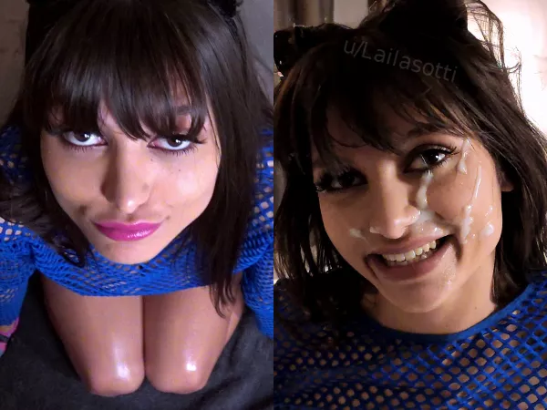 The smile of a proud cumslut (before and after pic) by LailaSotti