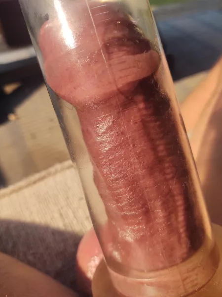 The sun feels so good beating down on my hard pumped cock. by twistedpistol
