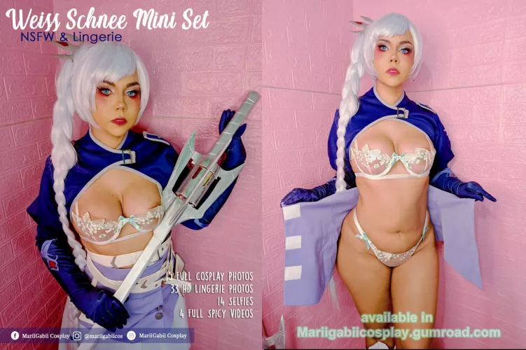 The Weiss material is ready in case you like to see it by mariigabiicosplay