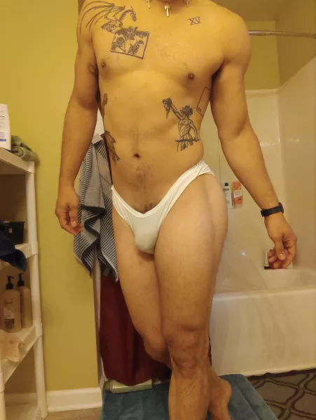 The white underwear contrasts the tats nicely by _b1_cheeks