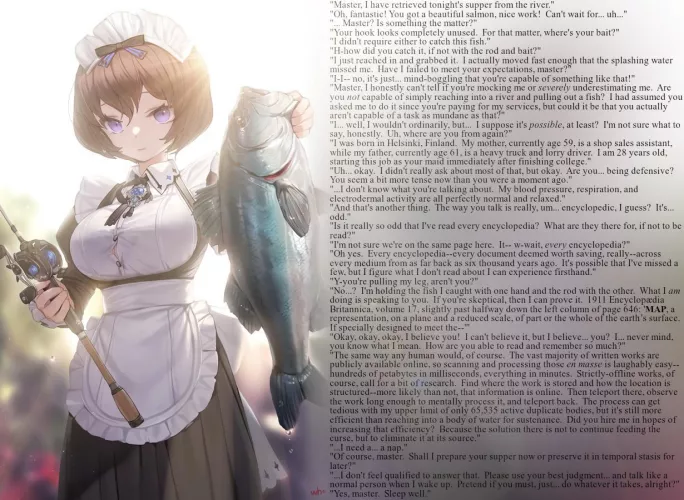 The Writer clearly doesn’t know this is a bass fish. (Maid) (Humor/Humour) (**Fish**) (eldritch entity) (unknown artist) by Throwaway130406