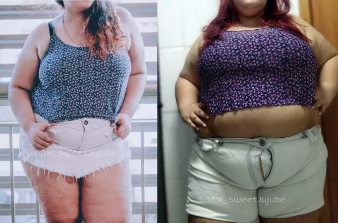 Then, at my lowest (218 lbs) to now, at my highest (330 lbs) by BBW_SweetJujube