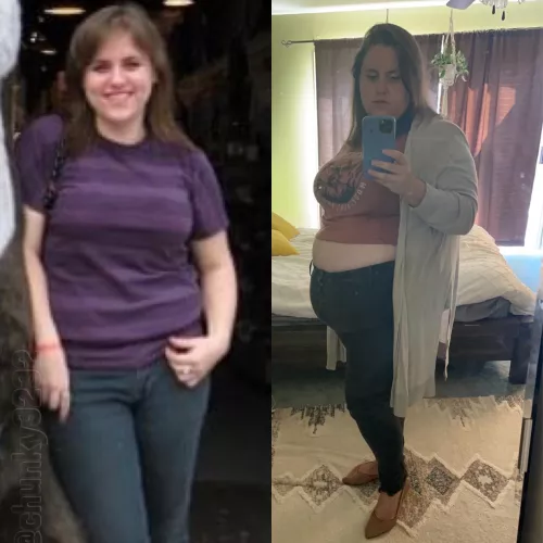 There’s about about 150 lbs between then and now. 😘 by chunky3232