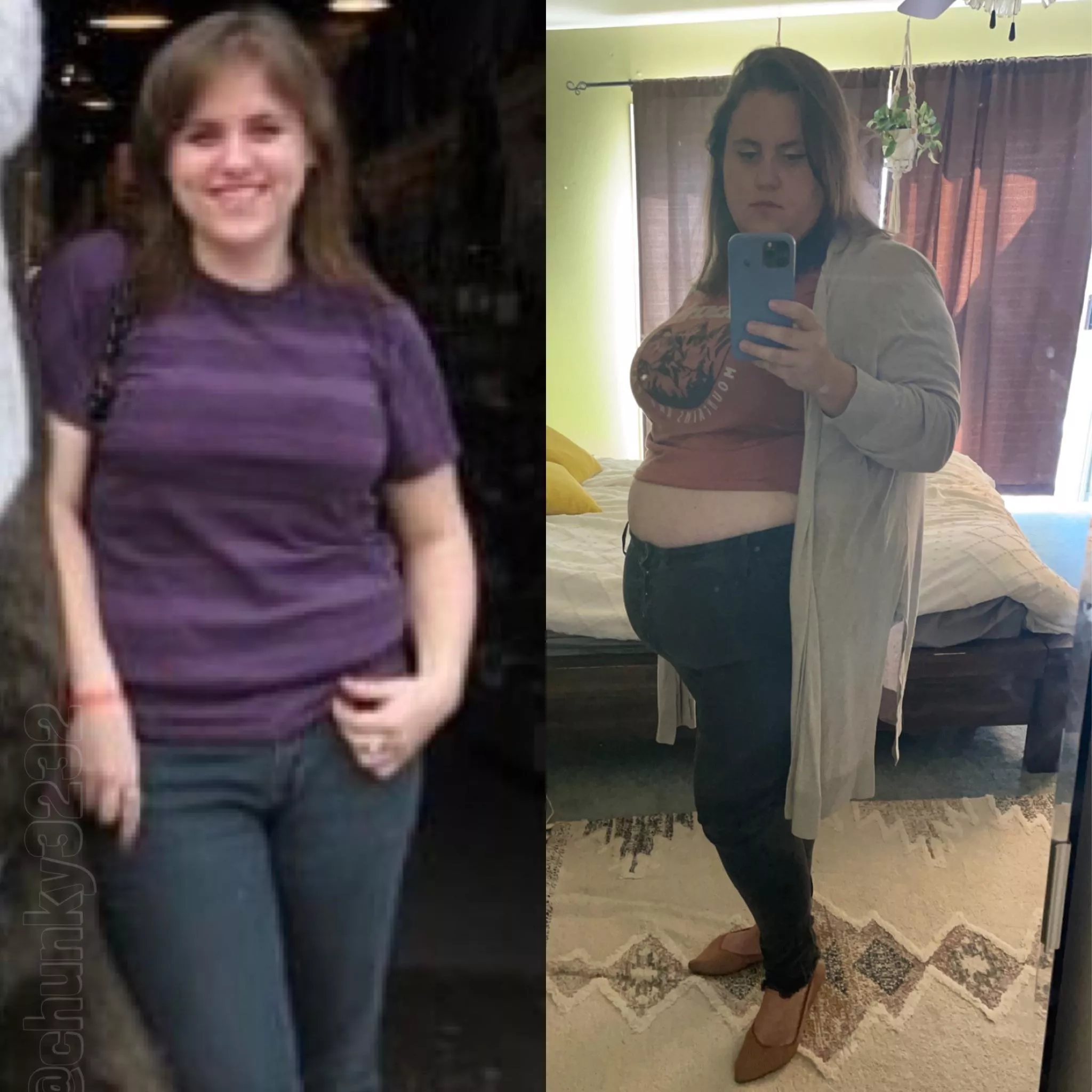 There’s about about 150 lbs between then and now. 😘 posted by chunky3232