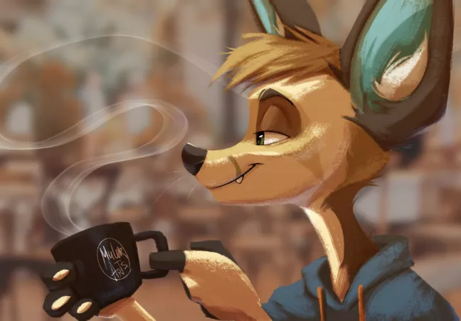 There's nothing like relaxing and enjoying the vibes at your favorite cafe (Art: jaminymiller) by CaffeinatedFox