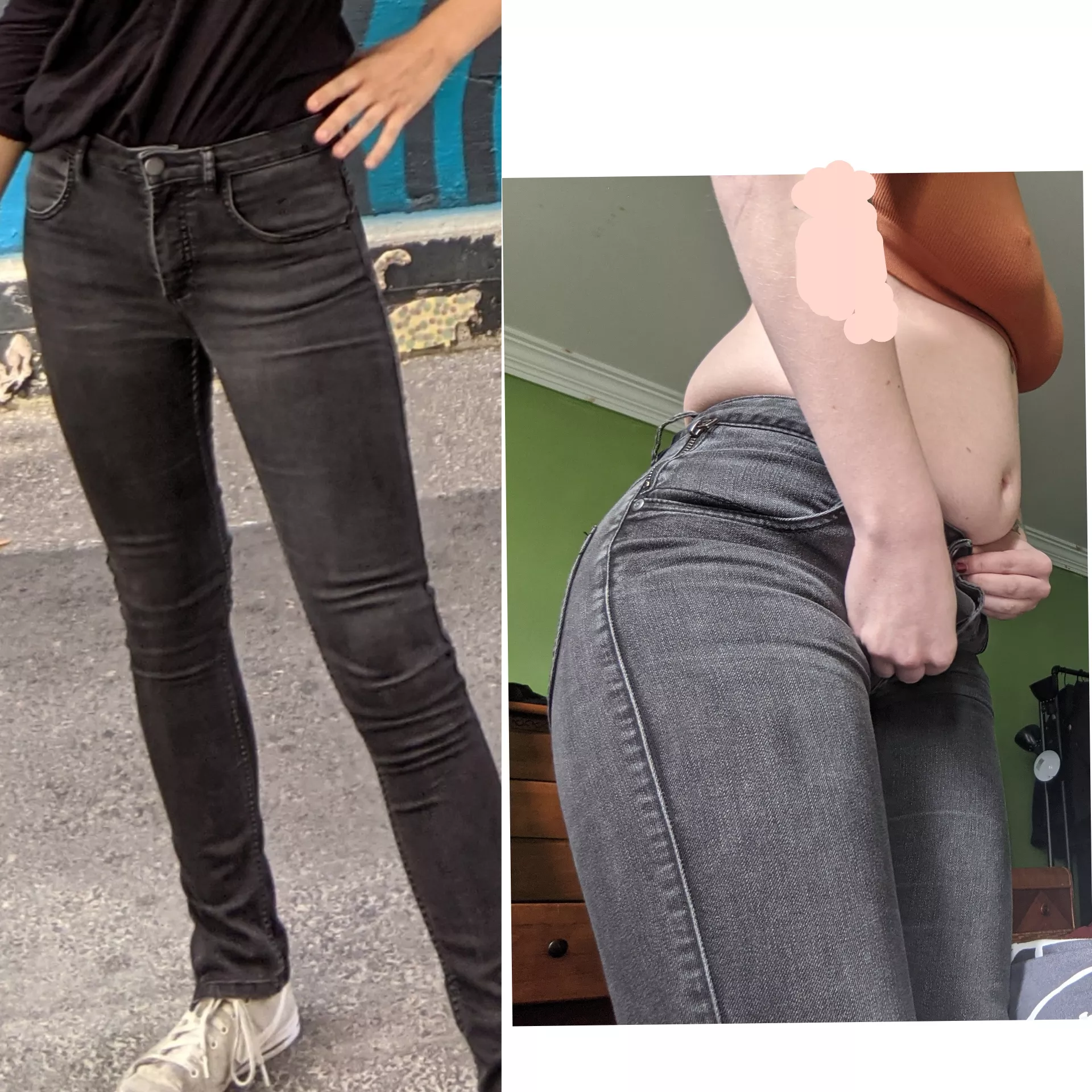 these pants were holding on for their dear life ! I might have ripped them when I sat down ... 🥴🥴 posted by lilsquishx