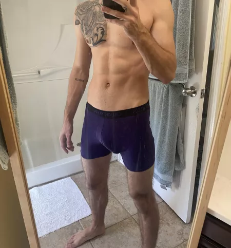 These Purple Calvins Show my Cock Well? by eightinchstoner