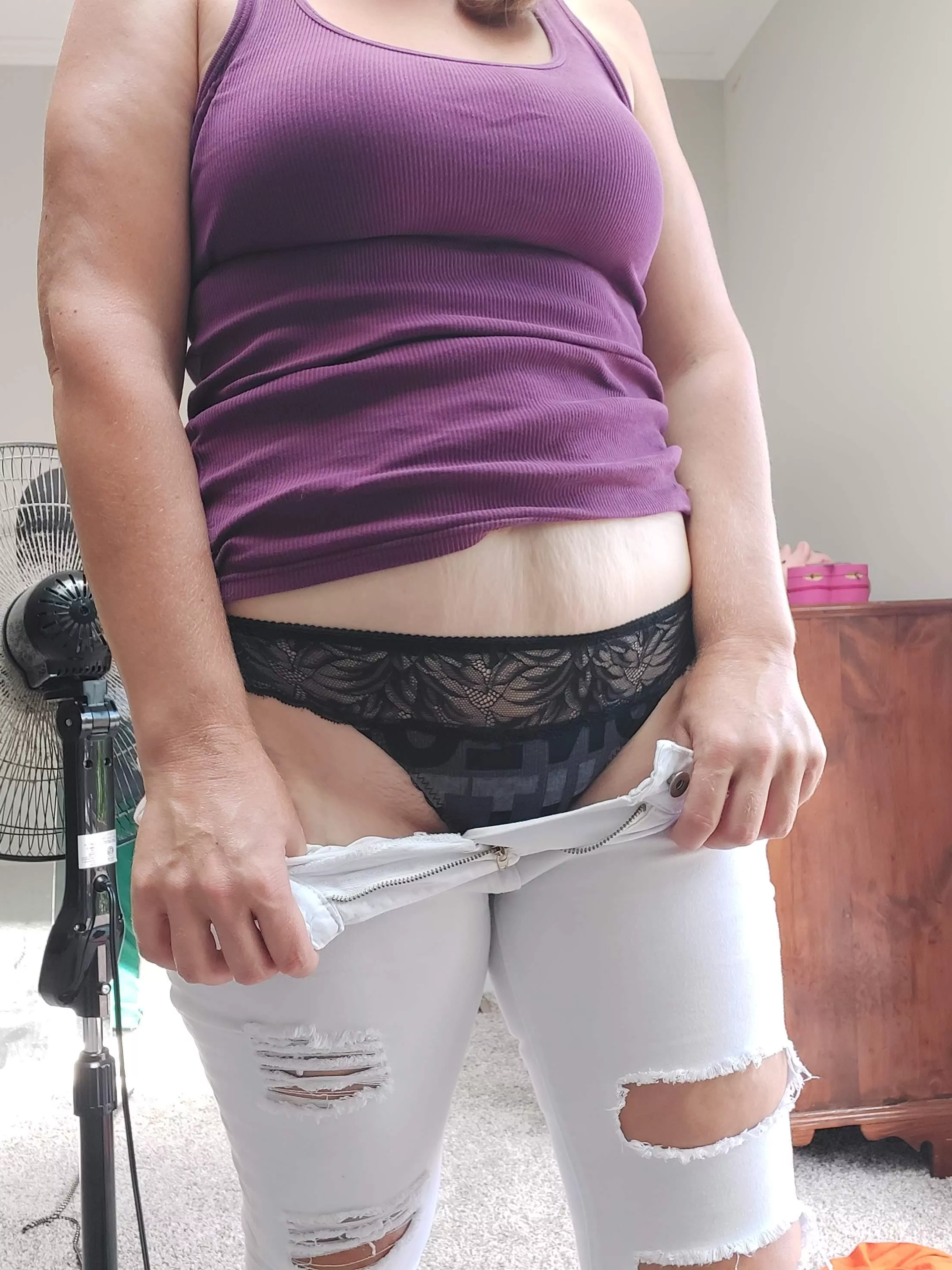 These white jeans really help to bring out this black thong posted by msjanejenkins