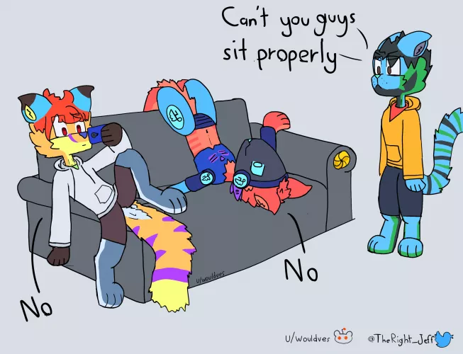 They can't sit straight (comic by me @TheRight_Jeff on Twitter) by wouldves