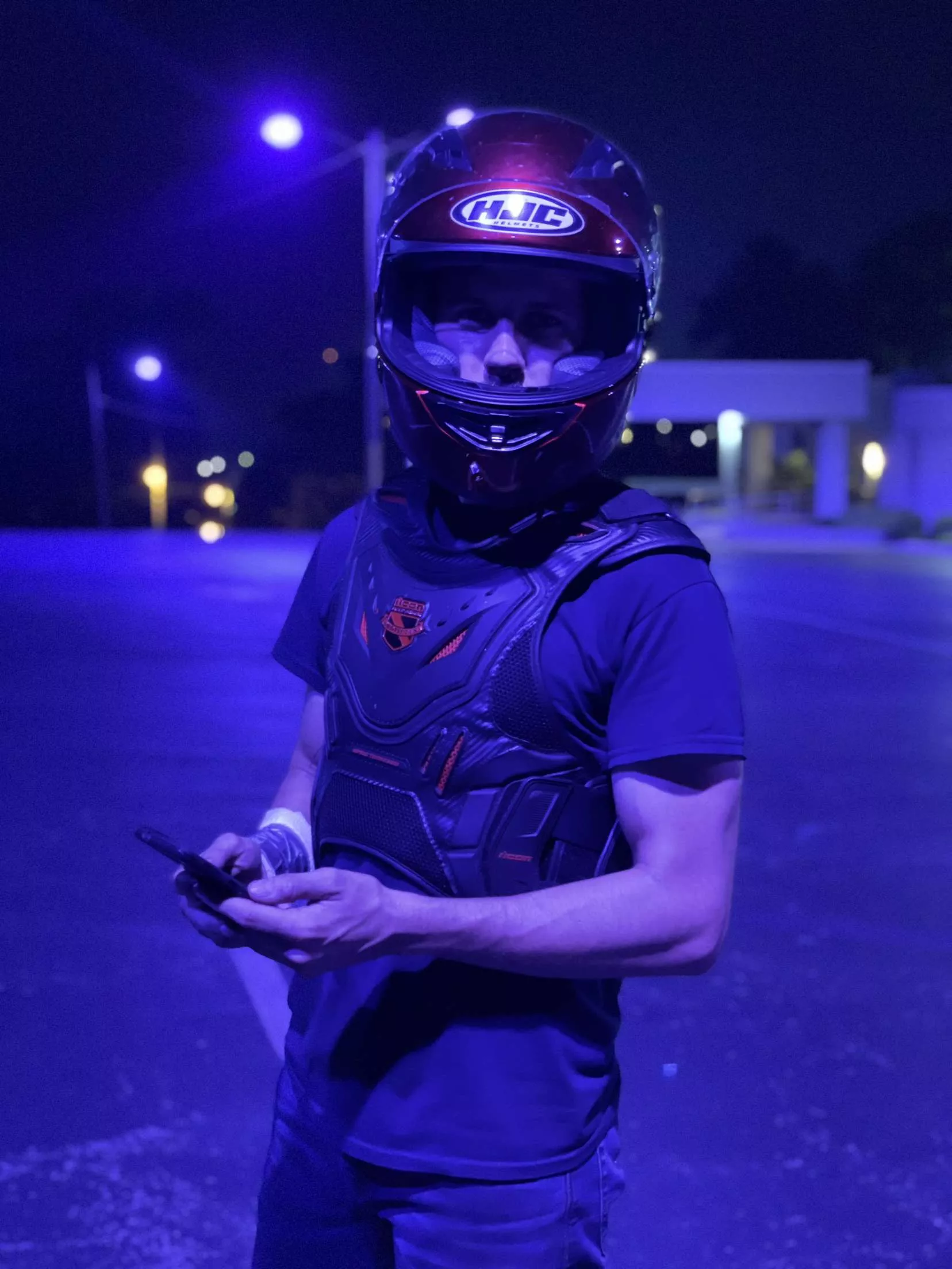 They installed blue lights to prevent drug users from finding a vein. I guess it wasn't as effective as they thought... posted by ImAnEngnineere