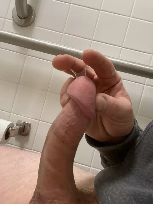Thick precum while teasing at work by Zealousideal_Poem_52