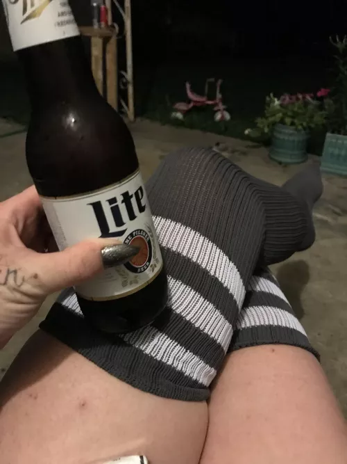Thigh highs, a beer, good nails and hand tats. I’m hot even without my face in the pic 😉 by KaleNegative227