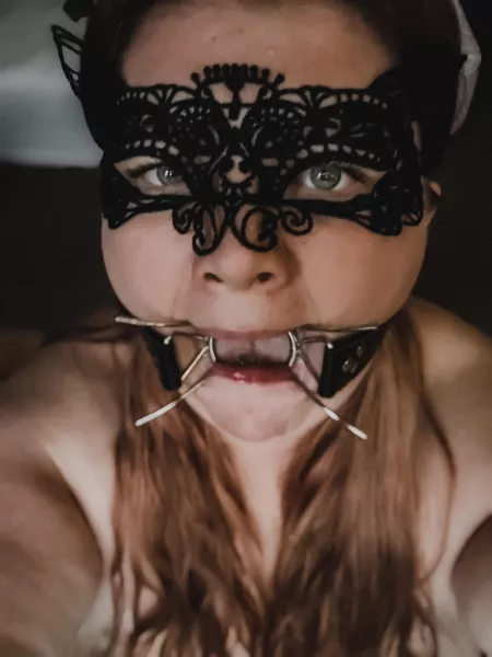 This blue eyed BBW loves her new spider gag. by MaskedAndUsed