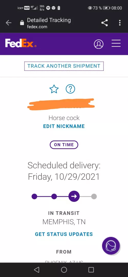 This cock is supposed to go from usa-germany-france-denmark-norway and to my house in 34 hours and it says it's still in Tennessee. I doubt I'll get to ride him this weekend. L/S Flared Chance grab from last friday's drop by naughtyfurry