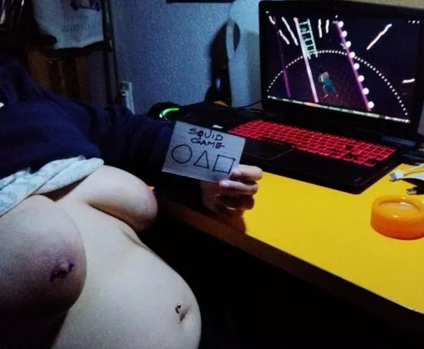 This is me, binge watching The Squid Game until 3:00 AM yesterday. (F) by paincat