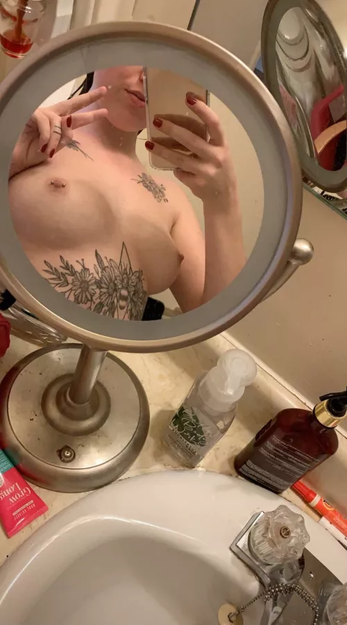 This little mirror is the perfect size for my titties by ohbabyitssara