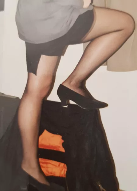 Thought I'd show you one of my work shoes... while standing.. erm, on a chair!! I need someone to hold the chair steady though... Any Volunteers? 💋😘 by InterestingCategory5