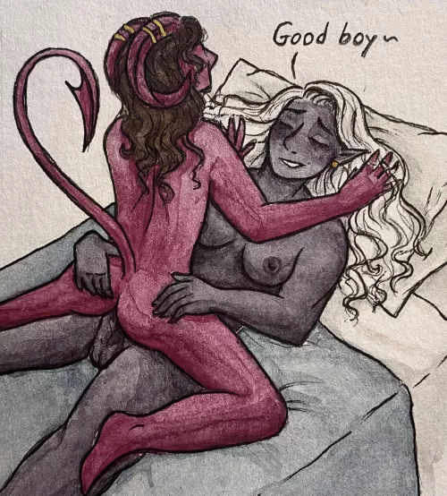 Thought some people here might like this painting I did of a couple D&D characters! by orangevanillasweetie