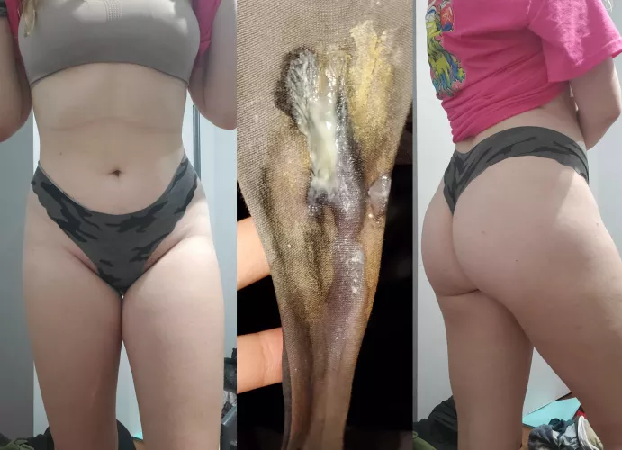 three days and lve made these adorable panties look gross covered in so much cream🥺 dm me or kik babbigiraffe to make them your's😋 by babigiraffe