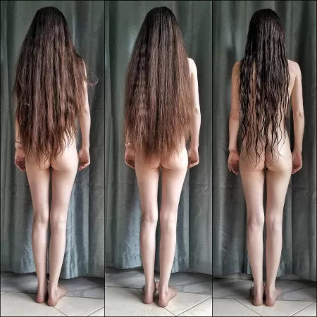 three stages of mane: unwashed/unbrushed, unwashed/brushed, washed (self shot) by _creature_feature