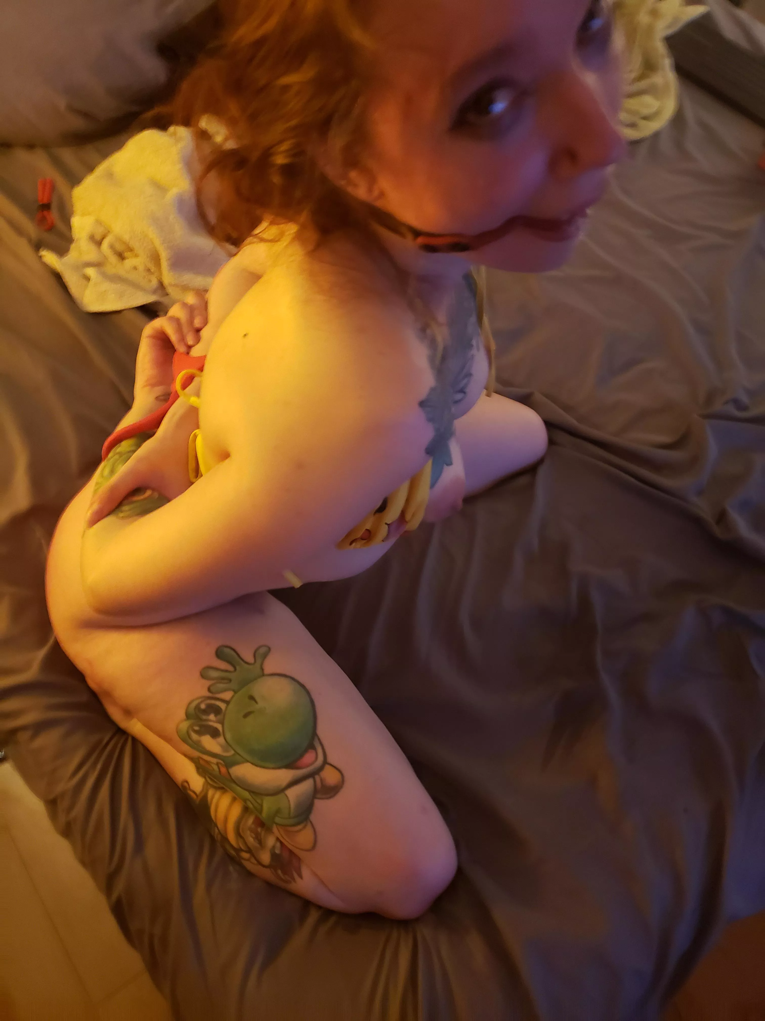 Tied up, gagged and used by daddy ... do I look too helpless here? 🤤🤤🤤💋💕 posted by Cumwithus2