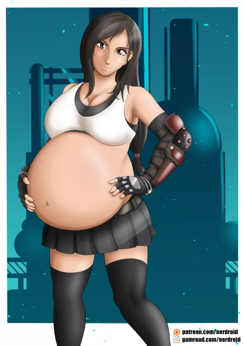 Tifa Lockhart from Final Fantasy VII - Big pregnancy belly - Art by me(NerDroid) by Ner-Droid