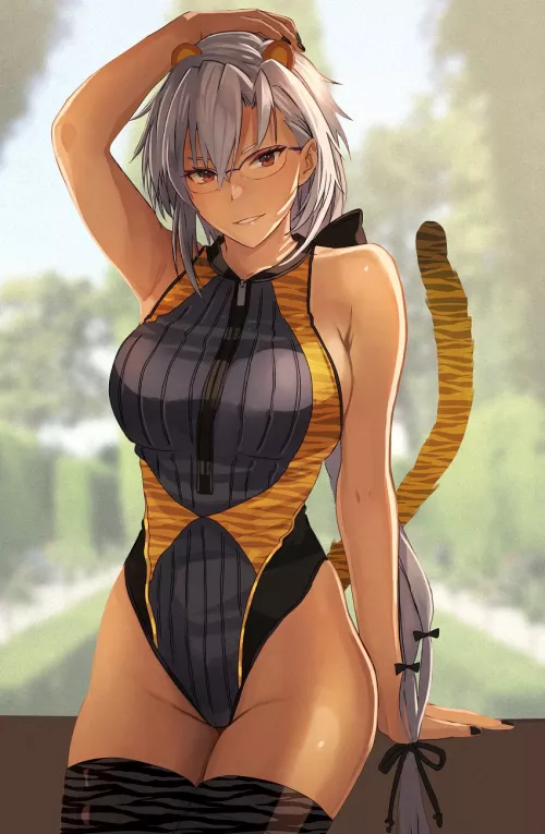 Tiger Swimsuit Musashi (Kasumi/Skchkko) [KanColle] by llamanatee