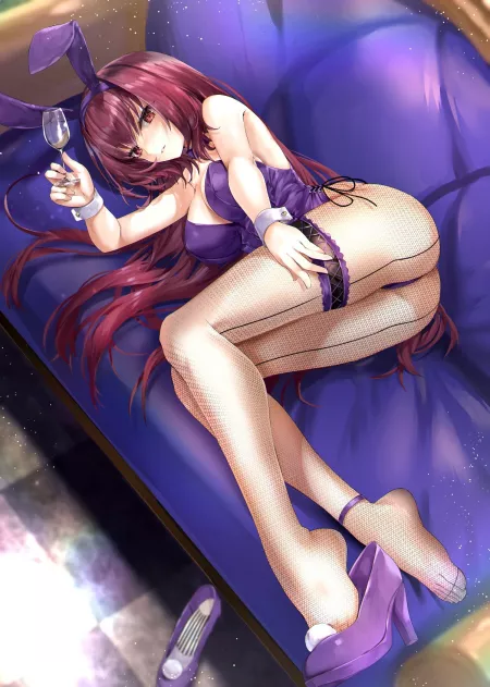 Tipsy Scathach Bunny Girl Needs A Lie Down (Hane Yuki) [Fate] by sequence_string