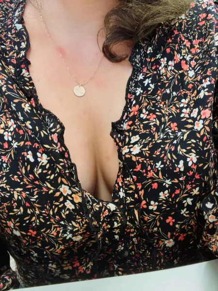 Took a quick cleavage pic while sitting at my desk at work 😘 by good_girl_xx