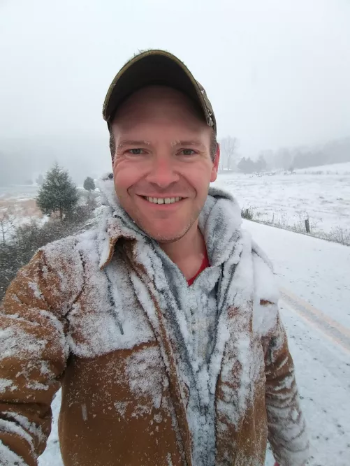 Took my walk this morning a little too late. I wanted to beat the snow but that didn't happen. Oh, well. It was pretty fun. by Confident_Badger258