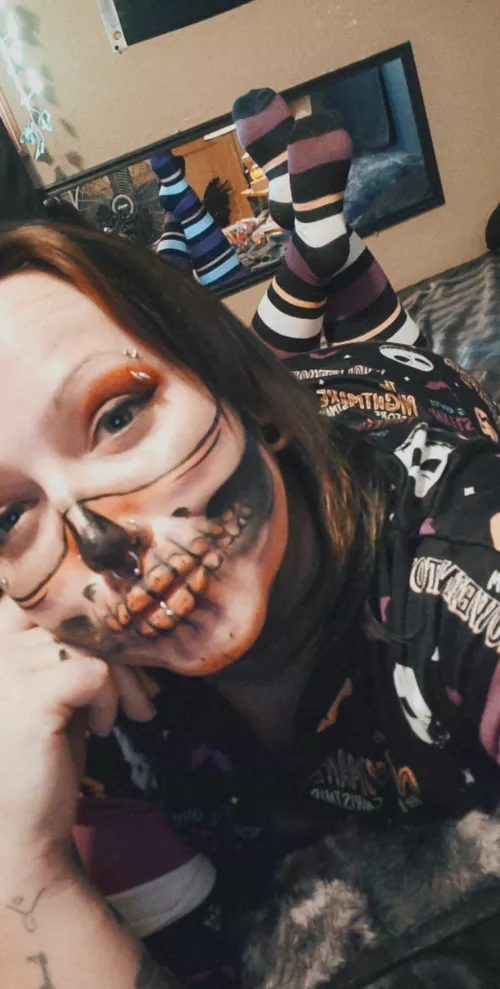 Tootsies in socks? Also do you like my makeup? by peachpie1989