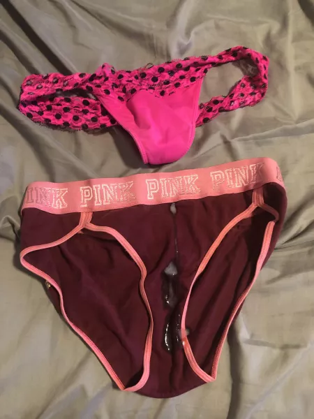 Top pair from ex gf I wore while cumming on a coworker’s pair. by jackieboy8181