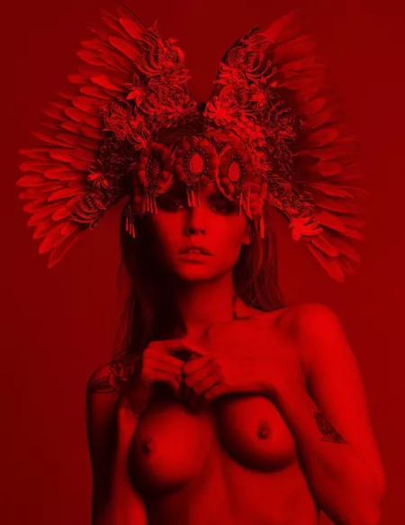 Topless in red by [deleted]