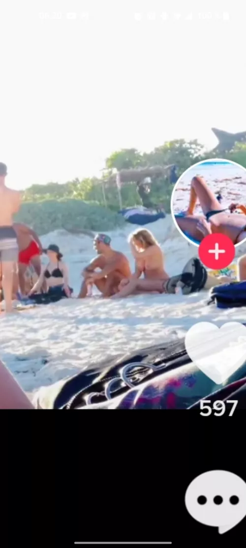 Topless in the background by kkking98