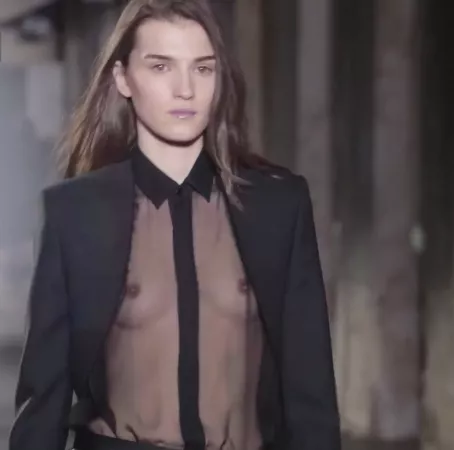 Transparent shirt on runway by emilyguy