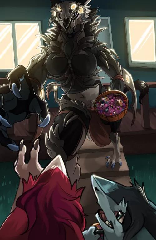 Trick or treat!......Trick! (My art) (commission for Spacewarrior453 on FA) (commissions are open!) by Jingo824