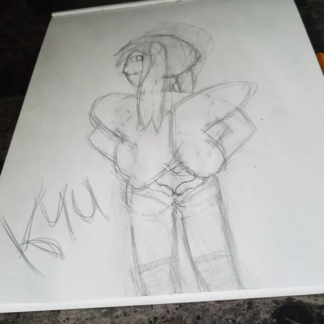 Tried doing Kyu with my own pose idea without a reference, didn't work out at all. Not good at hair, hands, or faces. Getting a tablet in a week though, so I can actually fix it. posted by RaiTimeOfficial