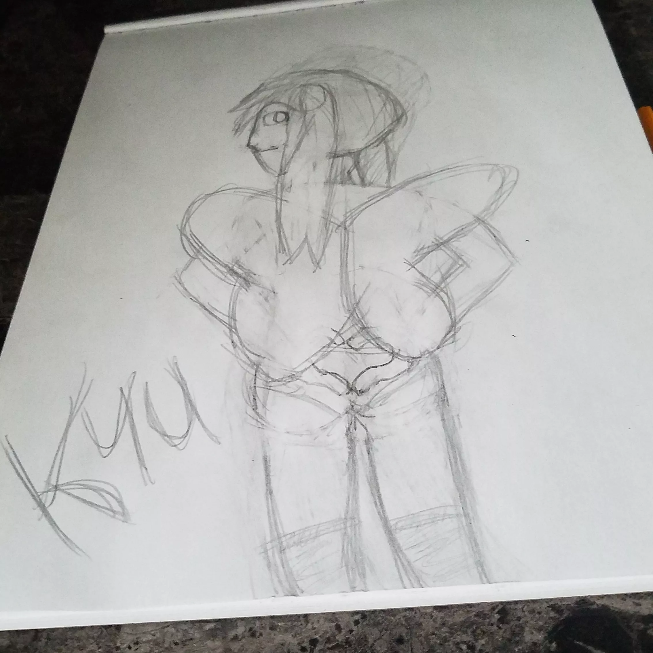 Tried doing Kyu with my own pose idea without a reference, didn't work out at all. Not good at hair, hands, or faces. Getting a tablet in a week though, so I can actually fix it. posted by RaiTimeOfficial