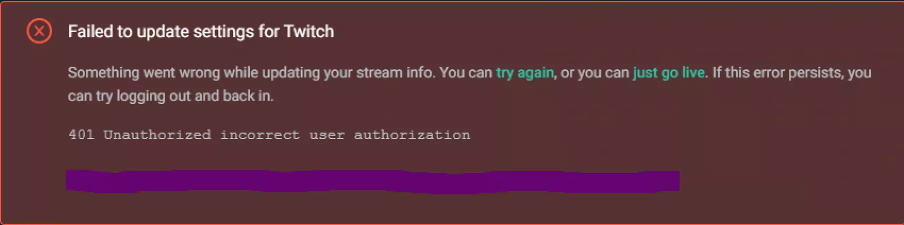 Tried switching to streamlabs but get this message when i try to start stream by Maffa_