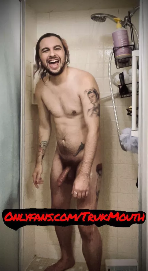 Tried to take a “sexy” shower jerkoff vid but I broke character at the end haha by TrukMouth